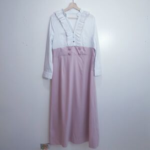 Vintage Frilly Lapel 2 Tone Shirt Dress
